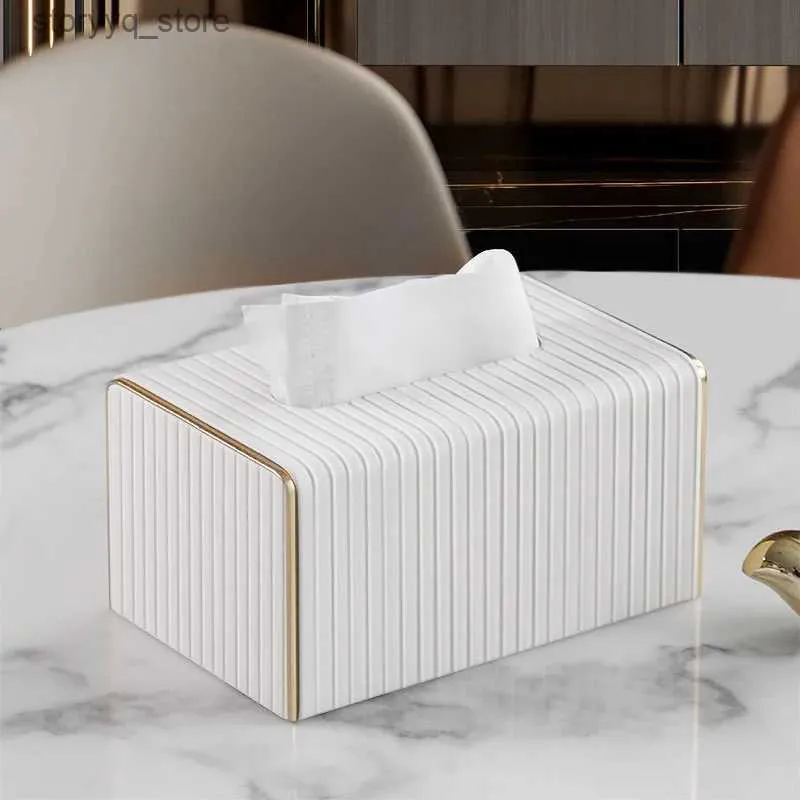 Tissue Boxes Napkins Luxury Golden Storage Napkin Holder Kitchen Box Square Shaped Container Plastic Craft Desktop Paper Case Q240226