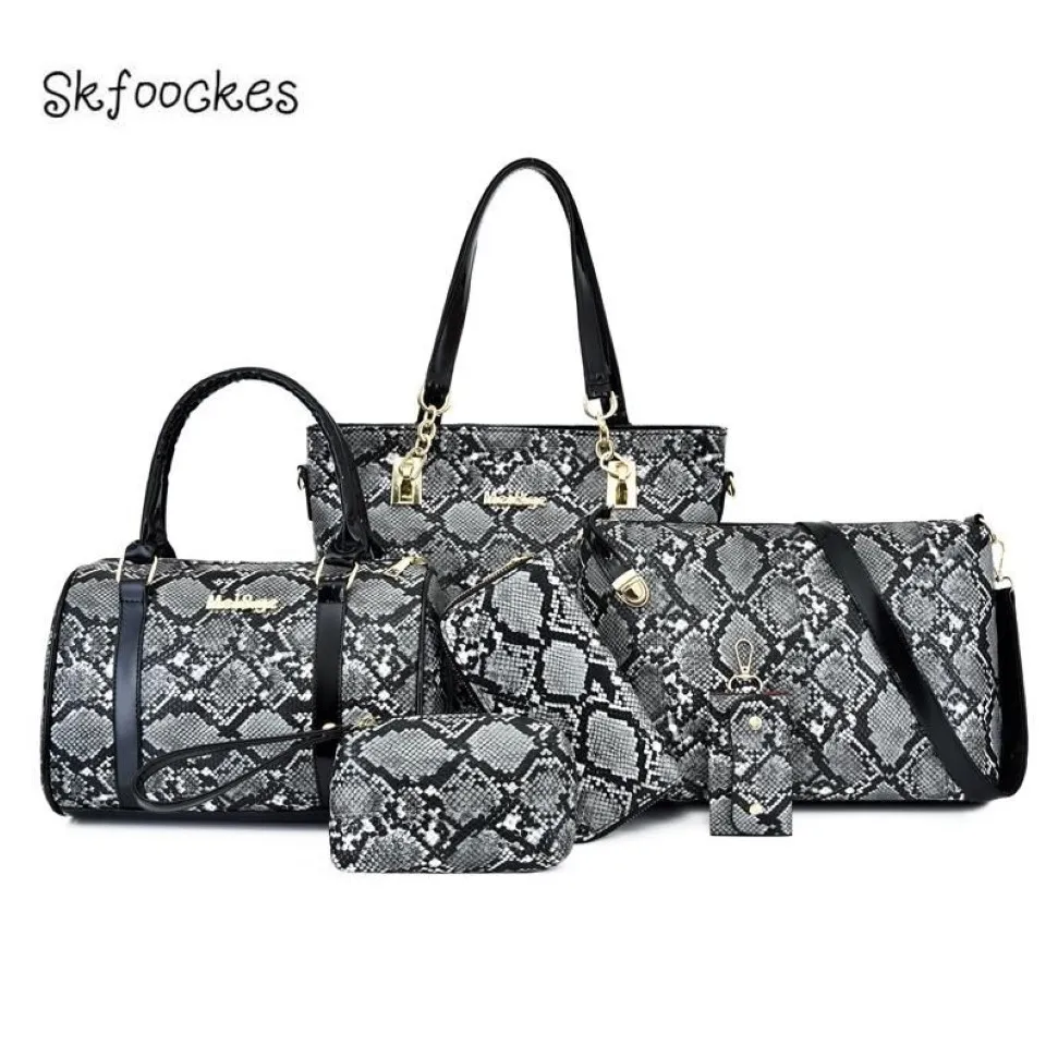 Skfoockes 2020 حقيبة جديدة للسيدات للسيدات السيدات الكتف اليدوي وحقيبة Crossbody 6 قطع 283F