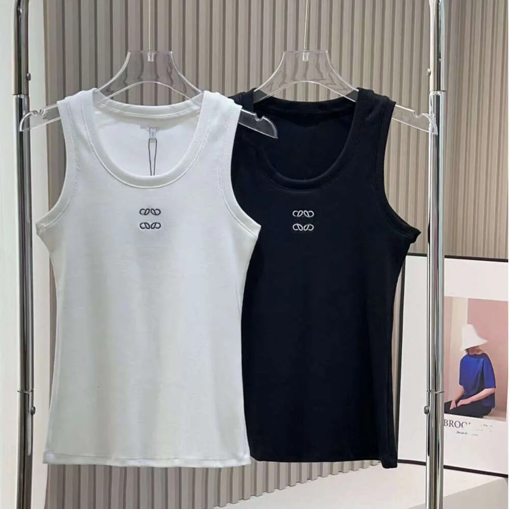2024 Designer T Shirt T Shirts Tank Top Anagram Regular Croped Cotton Jersey Camis Female Tees Embroidery Knitwear For Women Sport Yoga Top Simple Vest 9932ESS
