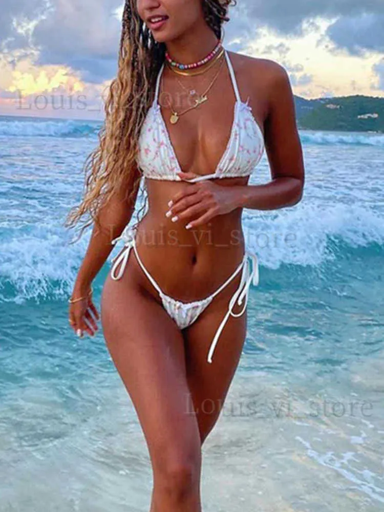 Women's Swimwear Rinabe Triangle Bikinis Bandage Swimwear Swimsuit Women Bathing Suits Sexy Biquini Brazilian Beachwear Micro Thongs Bikini Set T240222