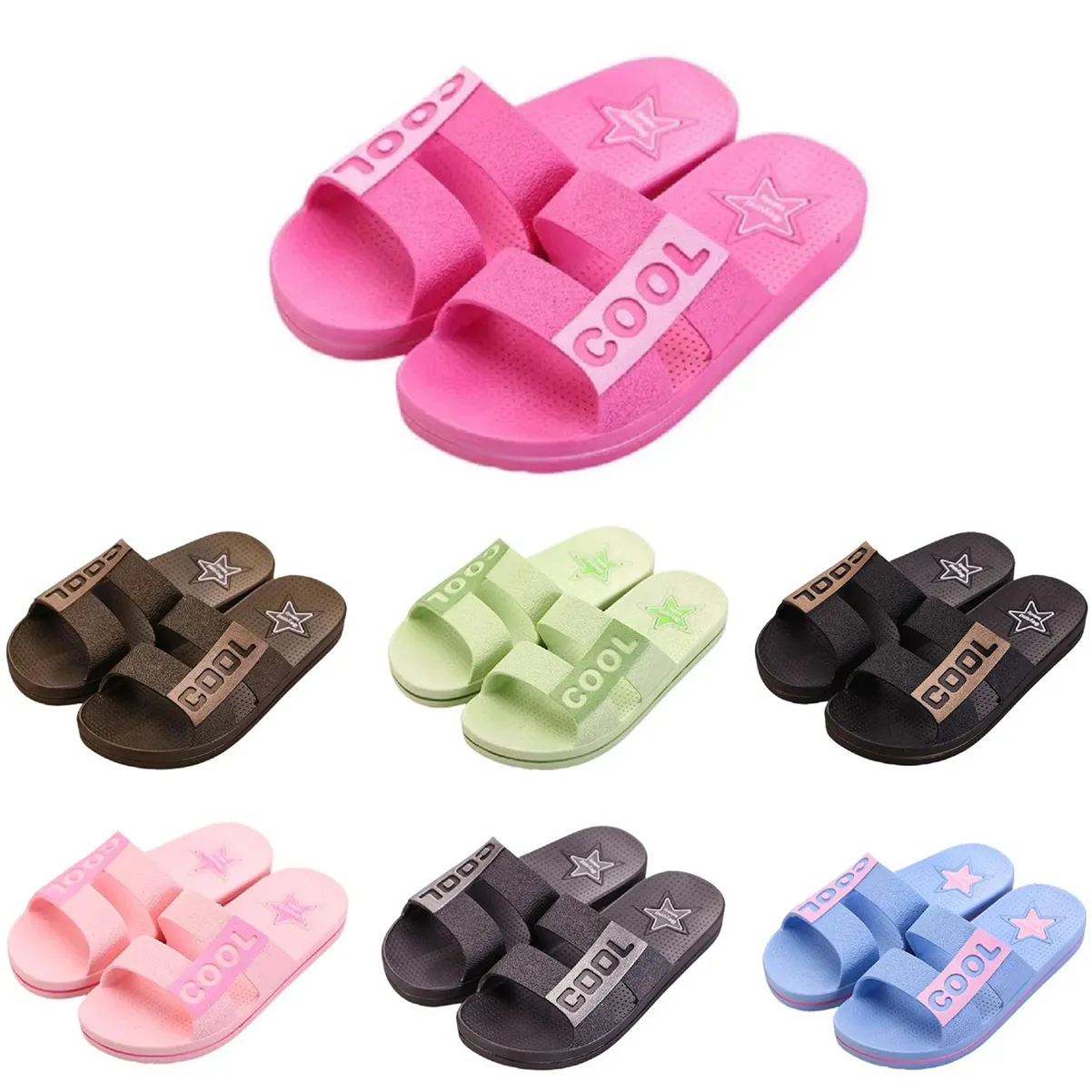 Män kvinnor tofflor Sommarskivor Sandaler Summer Black Pink Coffee Blue Coast Badrum Antiskid Slipper Storlek 36-45