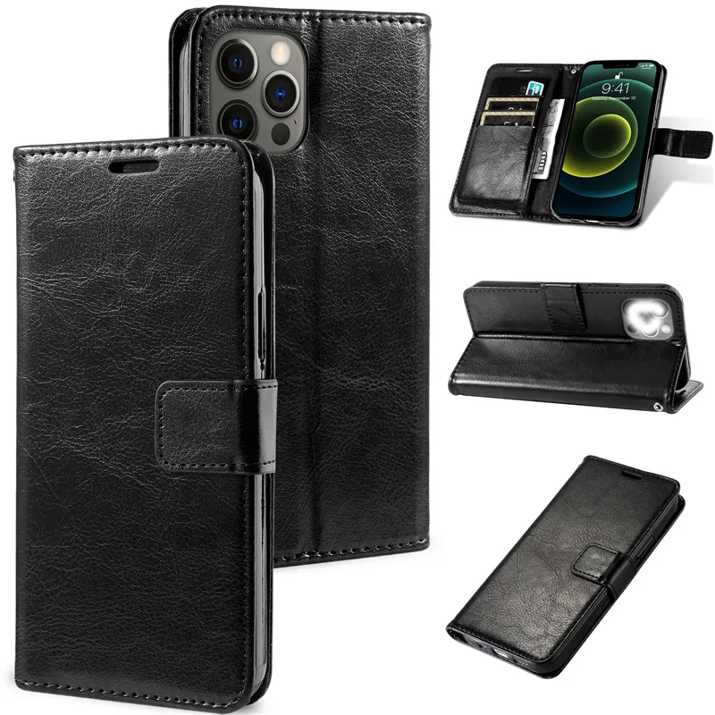 Plånbokstelefonfodral för iPhone 15 14 11 12 13/Pro/Max/Promax/XR/XSMAX Luxury Kickstand PU Leather Case
