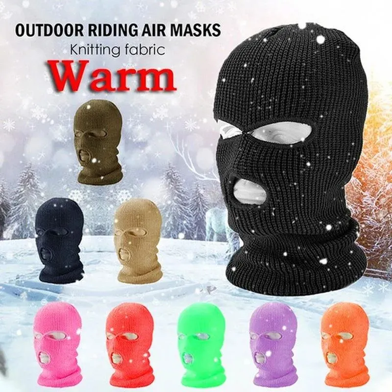 Cylling Caps Maski 3-dołkowe BALACLAVA KNITED HATS Cosplay Ninja taktyczna pełna okładka twarzy unisex zima ciepłe maska ​​narciarska solidne czapki czapki czapki