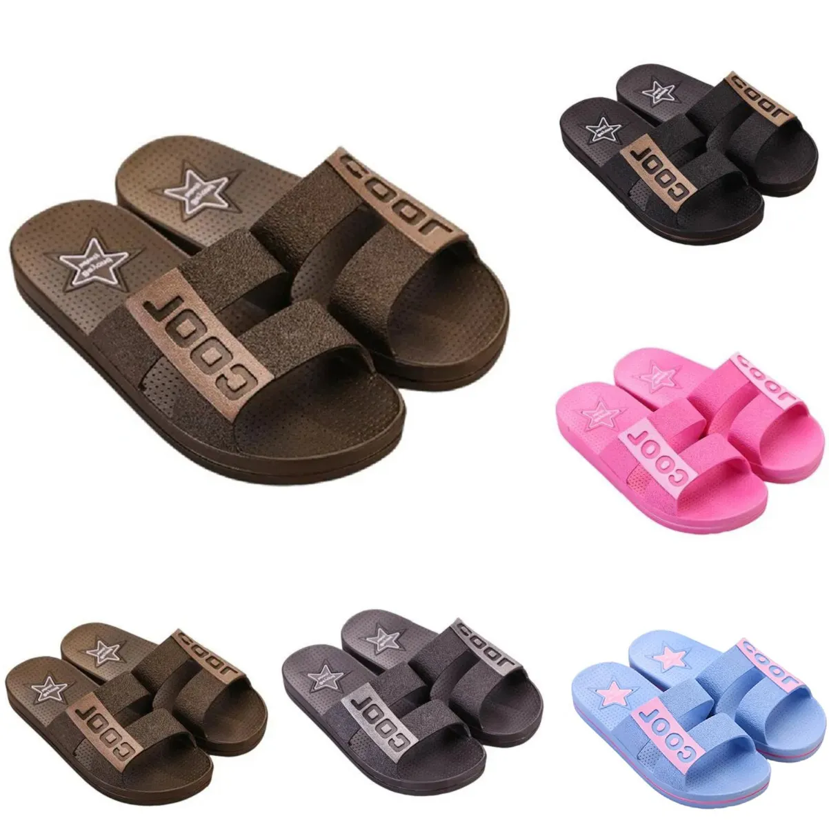 Slippers Summer Slides Sandals Summer Black Pink Coffee Green Blue Coast Bathroom Womens Antiskid Slipper Sandal size