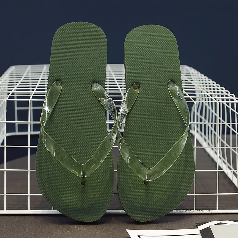 Rubber slippers old-fashioned Thai summer beach leisure anti slip men and womens couples wear-resistant flip flops olive