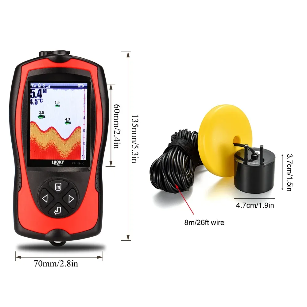 Finders Lucky Ff11081ct Portable Fish Finder 100m Depth Fish Alarm Wired  Fish Detector 2.4inch Tft Color Lcd Fishfinder Fish Locator