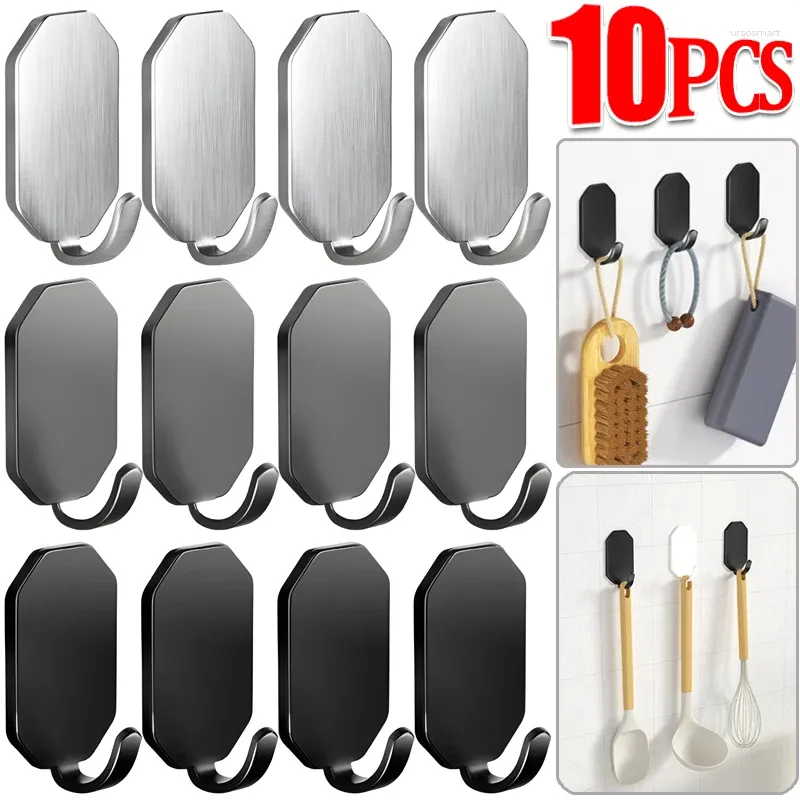 Ganci 1/10 pezzi ganci da parete autoadesivi impermeabili in acciaio inossidabile ganci per asciugamani da cucina pesanti da cucina chiavi appendiabiti