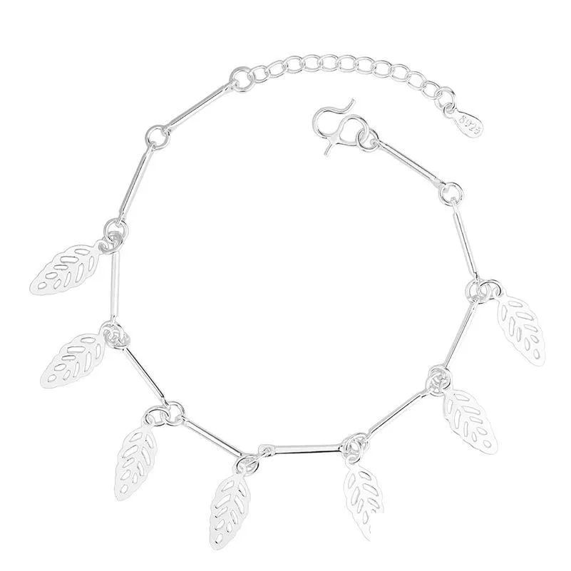 Charm Armbänder 9 Designs 925 Sterling Silber Armbänder für Frauen Mädchen Mode Charm Armreif Kreuz Schmetterling Stern Herz Glocke Kugel Blatt Dhjgl