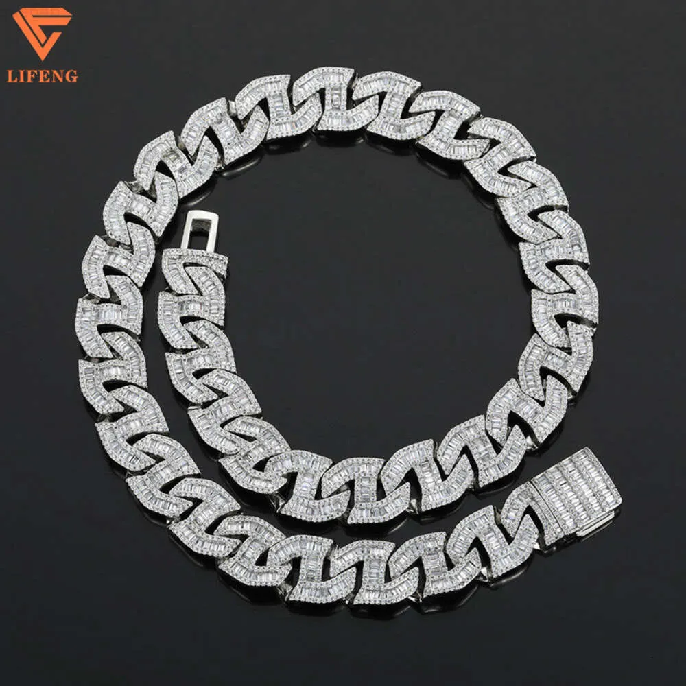 Hip Hop Cuban Link Chain Necklace for Men Fine Jewelry S925 Iced Out Vvs Moissanite 15mm Coffee Bean Thick Cuban Chain