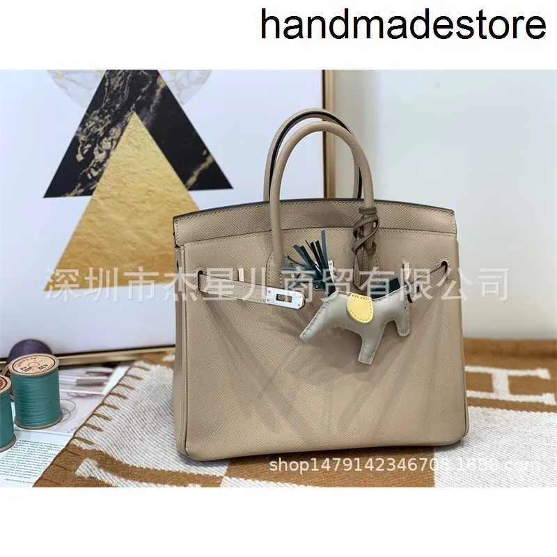 Handgenähte Designer-Tasche für Damen, tragbar, Bk2530epsom, Leder, Togo-Leder-Windjacke, Grau