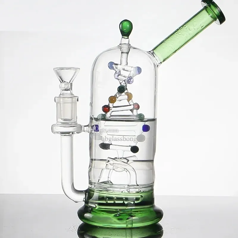 Qualidade de vidro Bong Gene Style Dab Rig Water Pipe Recycler Hookah Fumar Cachimbos Borosilicato Vidro Shisha com 14mm Joint Tigela Artesanal