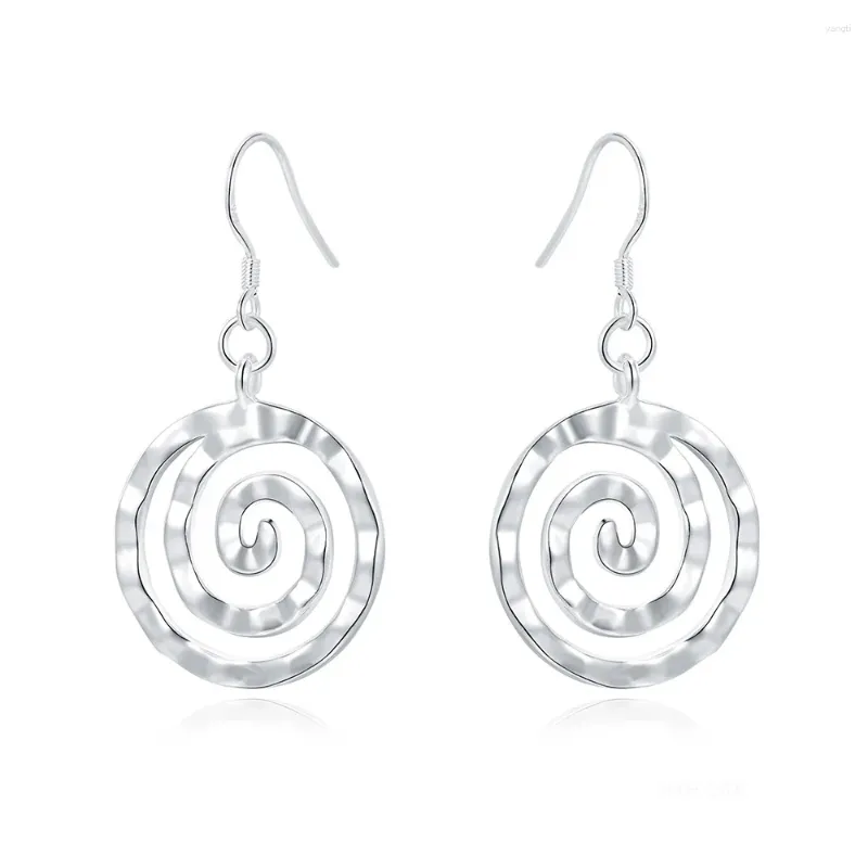 Dangle Earrings HXH QRX 925 Sterling Silver Circle Spiral Earring For Women Wedding Engagement Party Fashion Charm Jewelry