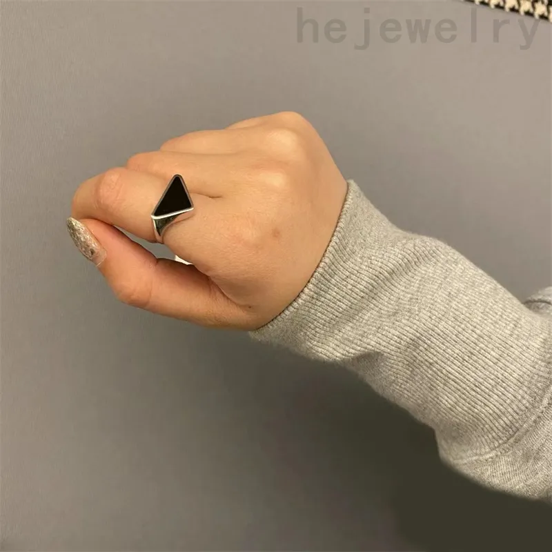 Summer mens rings for women finish stainless steel triangle opening simple Ring band letters party street enamelled wedding modern love ring promise ZB040 B4