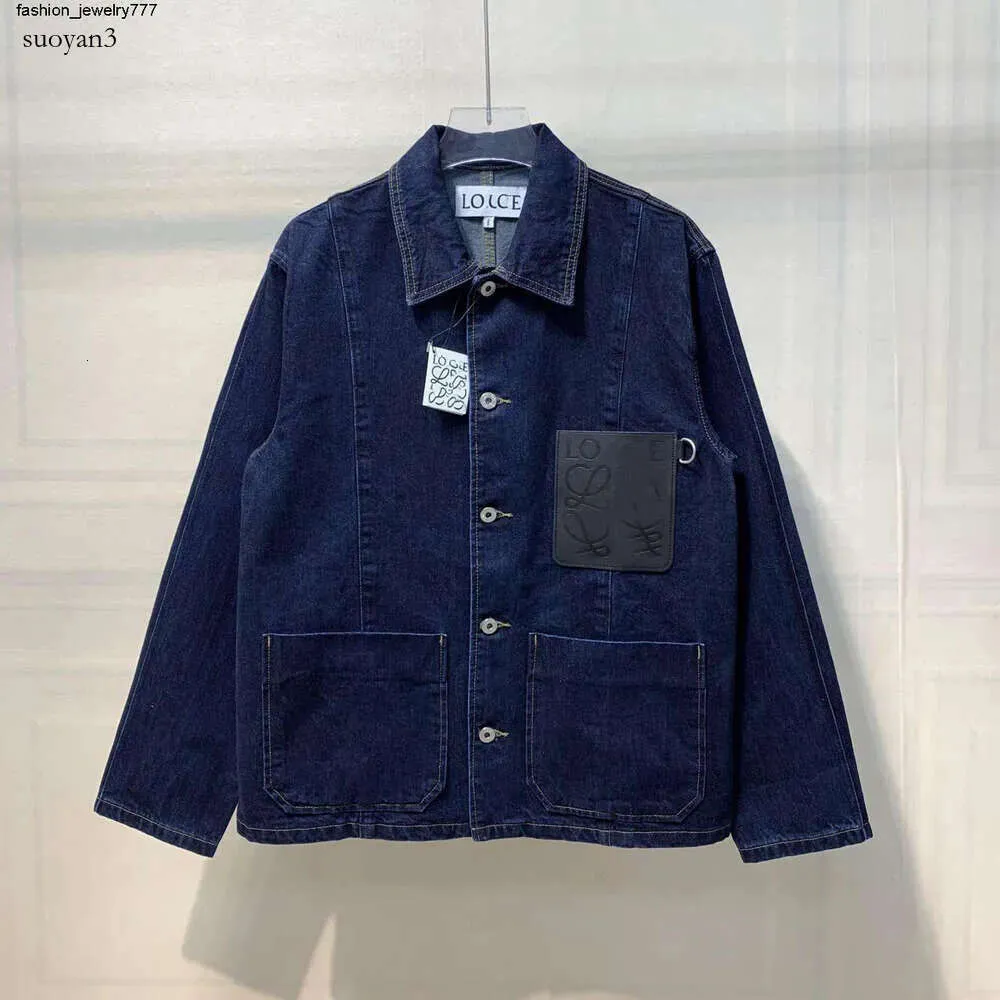 Women Jackets Nanyou High Quality 2023 Spring Autumn New LO.E Denim Coat Front Chest Leather Pocket Loose Casual Men's and Women's Fashion Coats