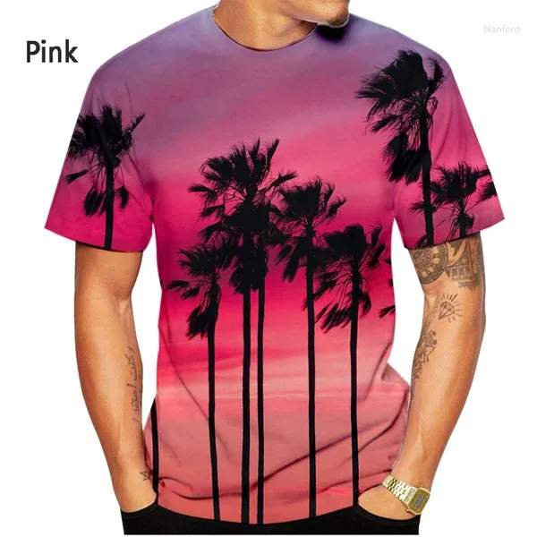 Męskie koszule T-Summer Palm Tree T-Shirt Men Masher Nature Casual 3D Printed krótkie rękawy