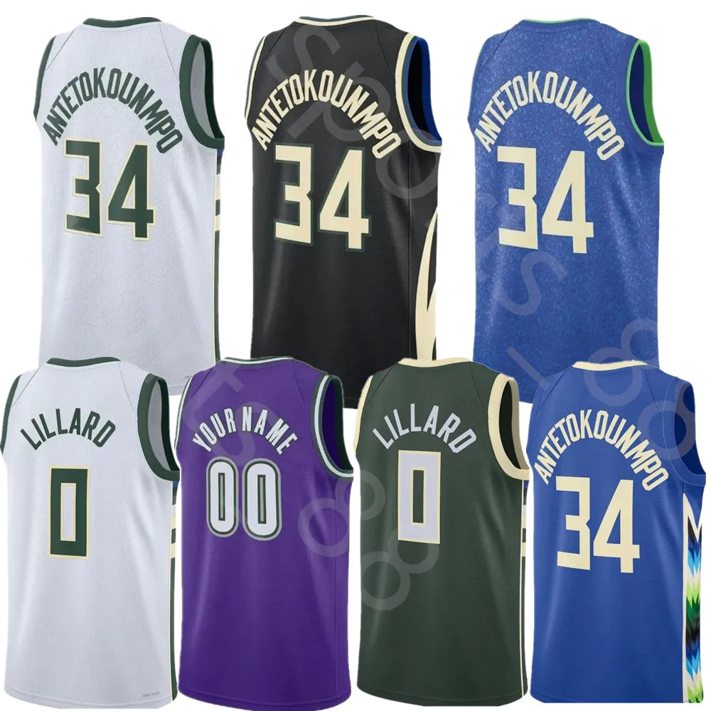 Custom Basketball Jerseys Giannis 34 Antetokounmpo Damian Lillard Khris Middleton Buck Bobby Portis Jr Brook Lopez Malik Beasley Marjon Beauchamp