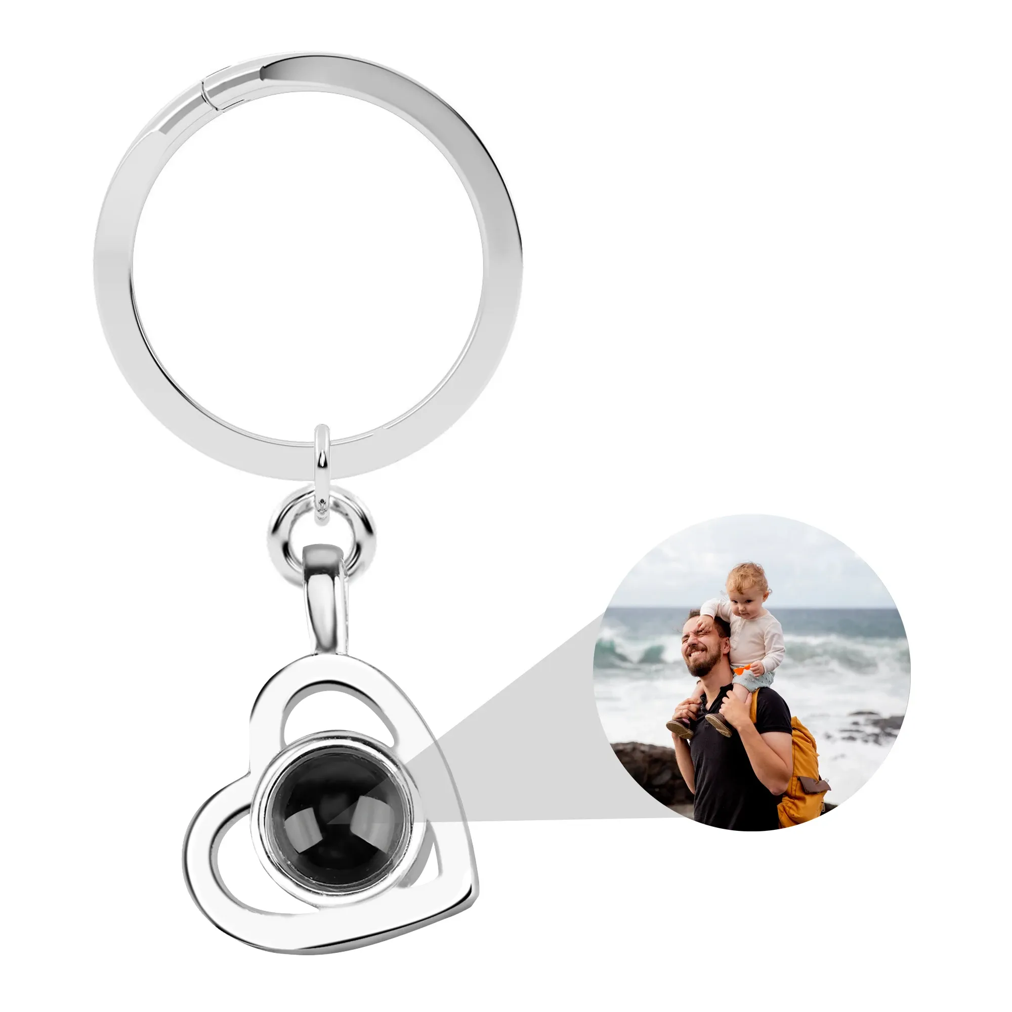 Rings Keychain di proiezione immagine personalizzata per donne personalizzate Copia Cuore Chiave Chiave Rings Gioielli Regali per l'anniversario di compleanno