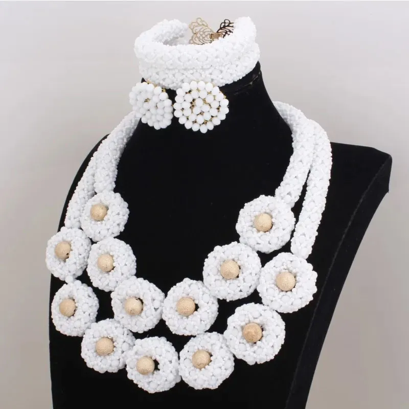 Dudo afrykańska biżuteria zbiór Nigerian Wedding Choker White Biżuteria do nowożeńców piłki dla kobiet nowe projekty bezpłatna wysyłka