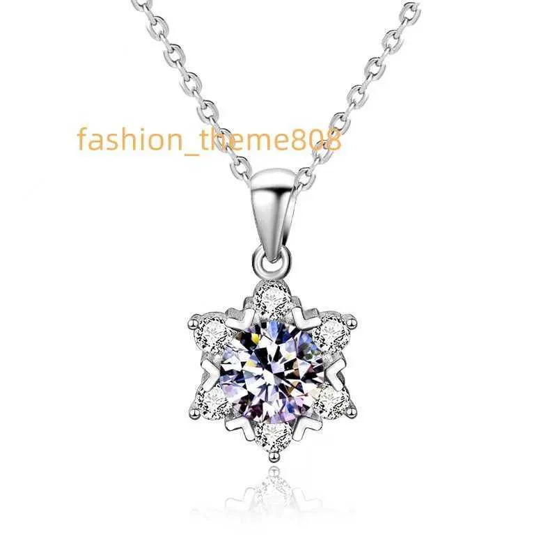 1,0 ct 1 Karat 925 Sterling Silber Diamant Schneeflocke Anhänger Halskette Moissanit Schmuck für Mama Geschenk