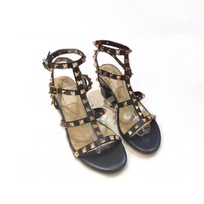 منصة Sandals Women Heel Leather Slippers Slide Rubber Clamping Sandals Summer Fashion ذات الكعب العالي 35-41