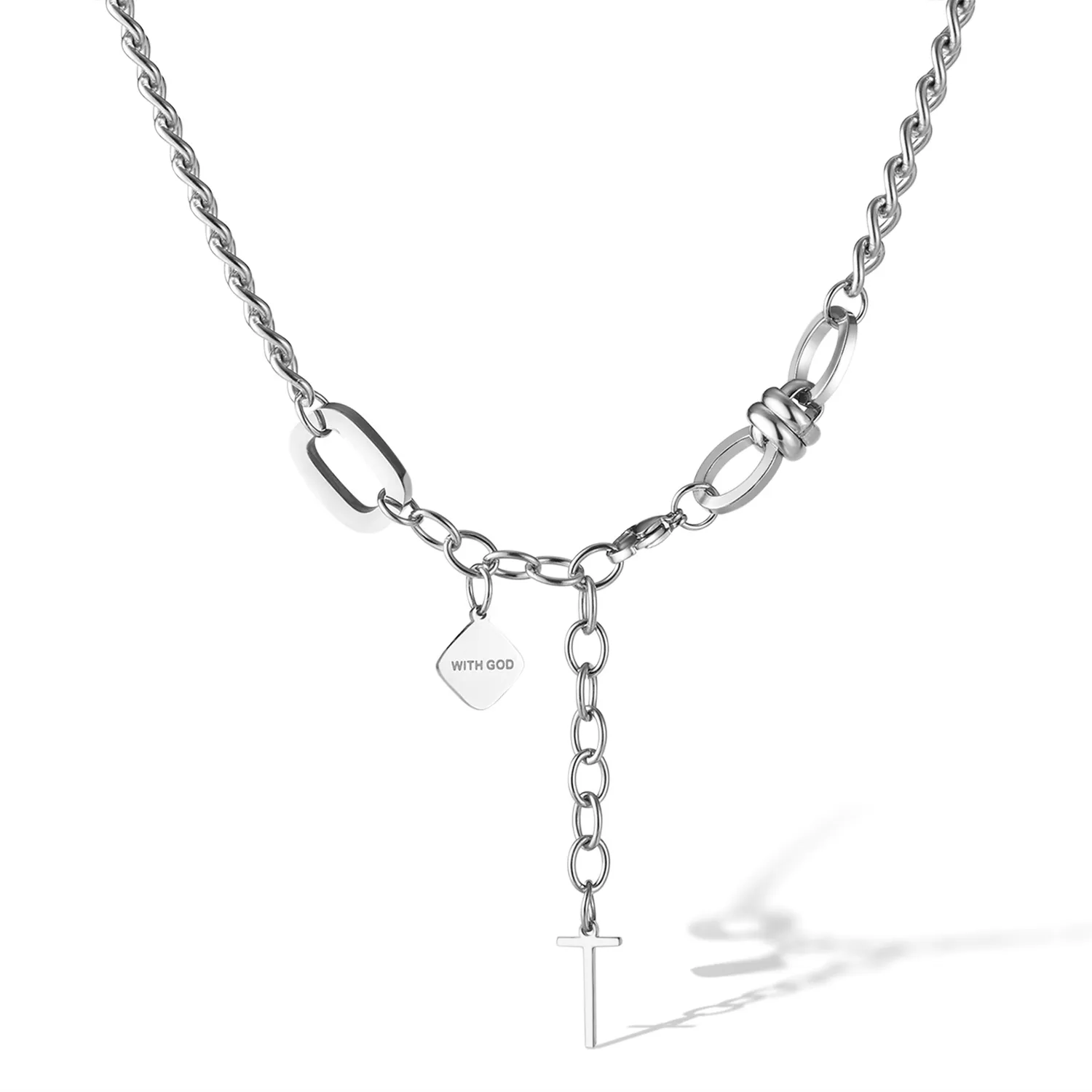 Unique Design Stainless Steel Women Mens Cross Pendant Necklace Chain Link Silver for Charmming Gifts n2371