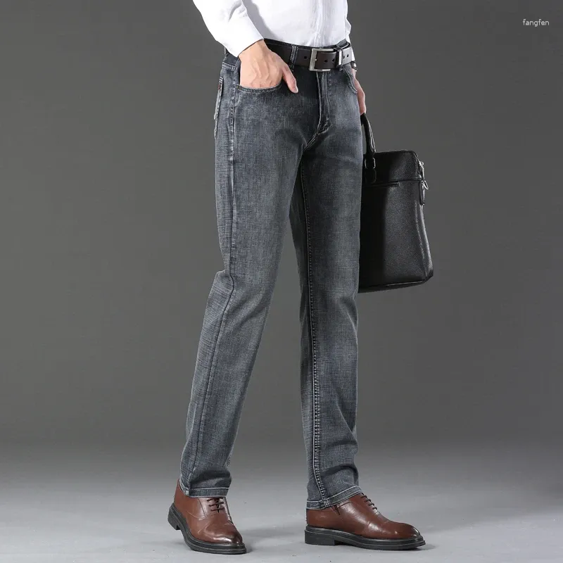 Jeans pour hommes OL travail élastique affaires hommes denim coupe régulière droite pantalon quotidien mâle plus taille pantalon classique