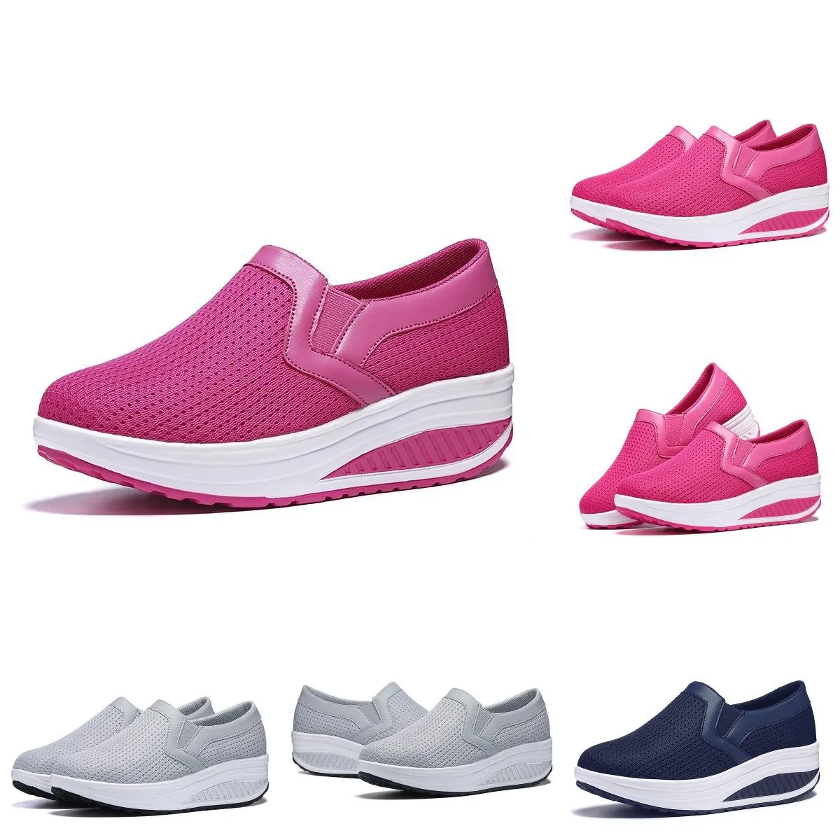 Män kvinnor sport löparskor toppkvalitet andas mesh trippel svart marinblå rosa utomhusökning löpare sneakers storlek 35-41 wqlachs006