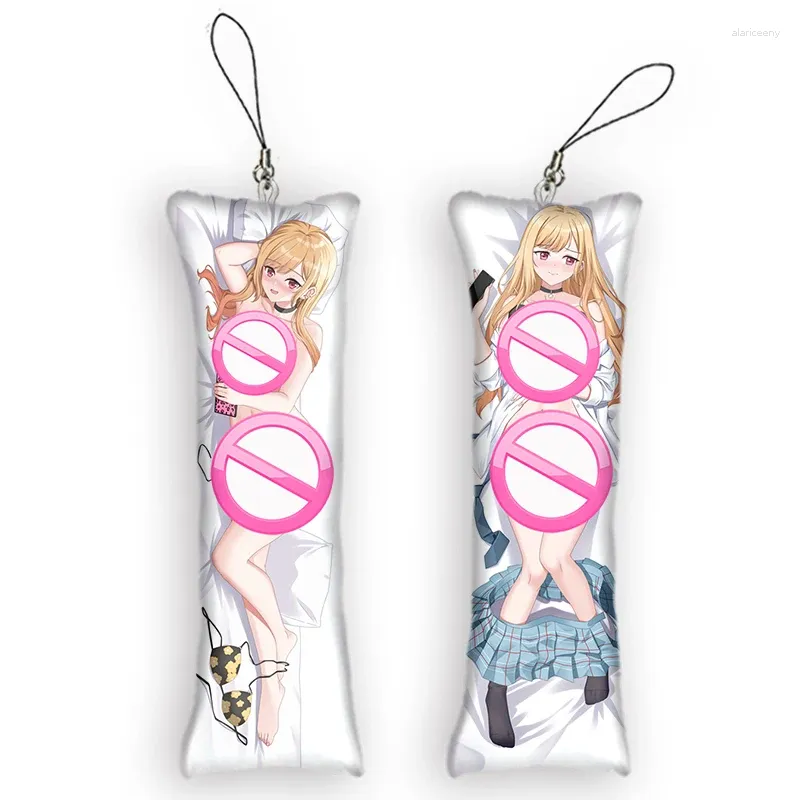 Keychains My Dress-Up Darling Keychain Dakimakura Mini Anime Accessories Sexy Kitagawa Marin Body Pillow Bag Pendant Phone Strap Gift