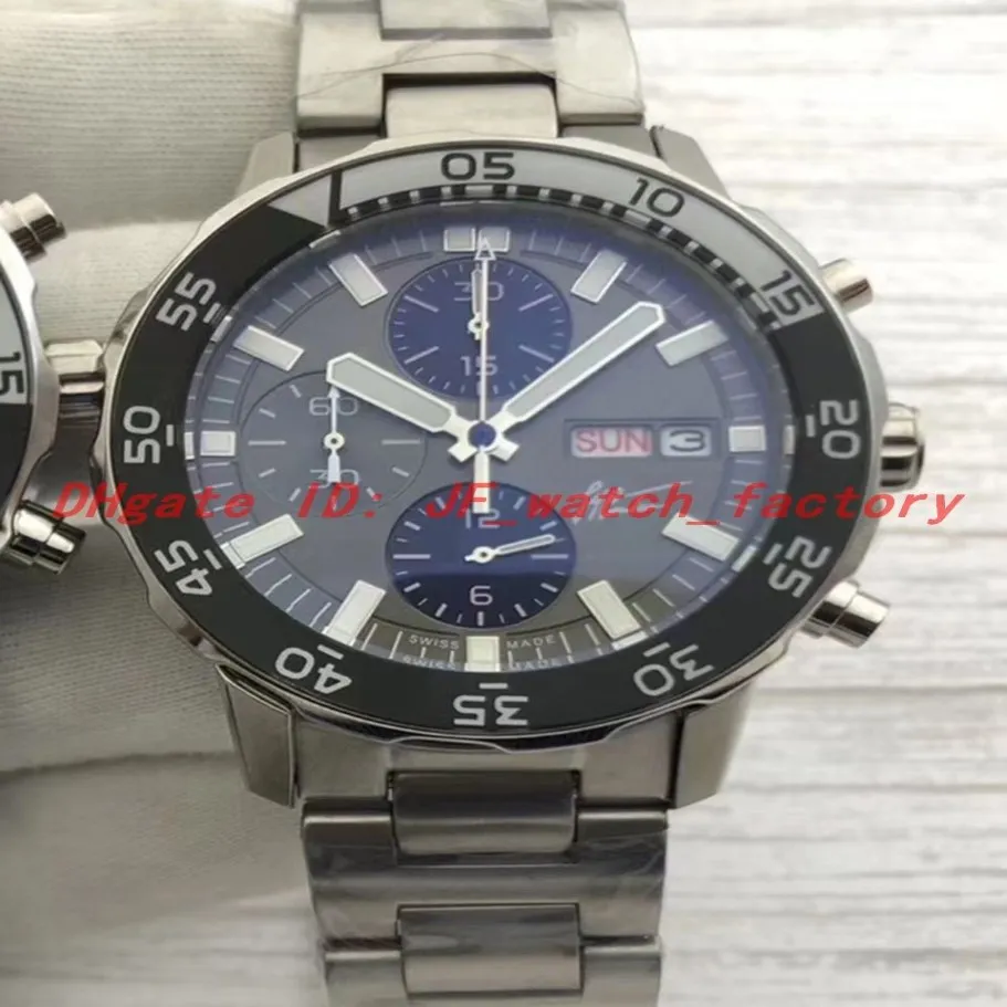 Luxusuhr IW376706 Cousteau tittar på Japan Quartz Movement Chronograph Day Date Sport Two-Tone Grey Dial Metal Band Reloj de Lujo249j