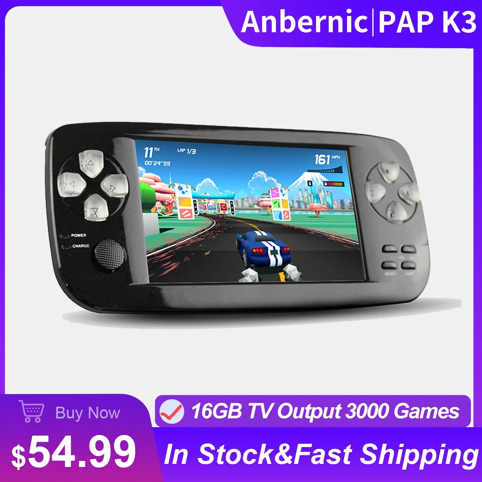 Players ANBERNIC PAP KIII Handheld Game Console Video Game Player 64Bit 4.3inch 3000 Games Portable Retro Game Console Gift for Children