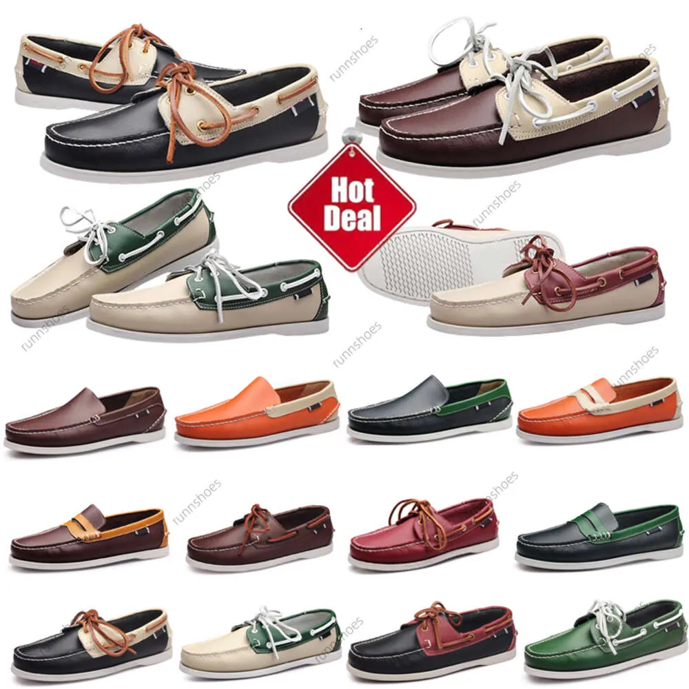 2024 Designers Shoes Mens Fashion Loafers Classic äkta läder Men Business Office Work Formal Dress Shoes Brand Designer Party Wedding Flat Shoe