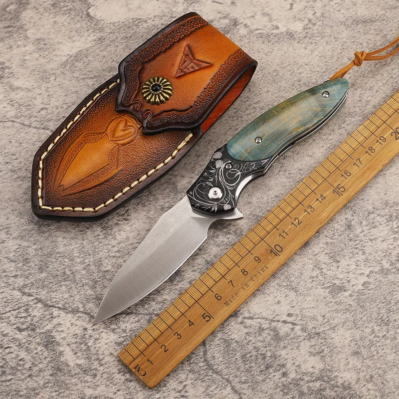 1 Stücke Neue A2261 Flipper Klappmesser ASP30 Satin Klinge Gehärtetes Holz mit Stahlblechgriff Outdoor Kugellagerscheibe Schnell Öffnen Ordner Messer