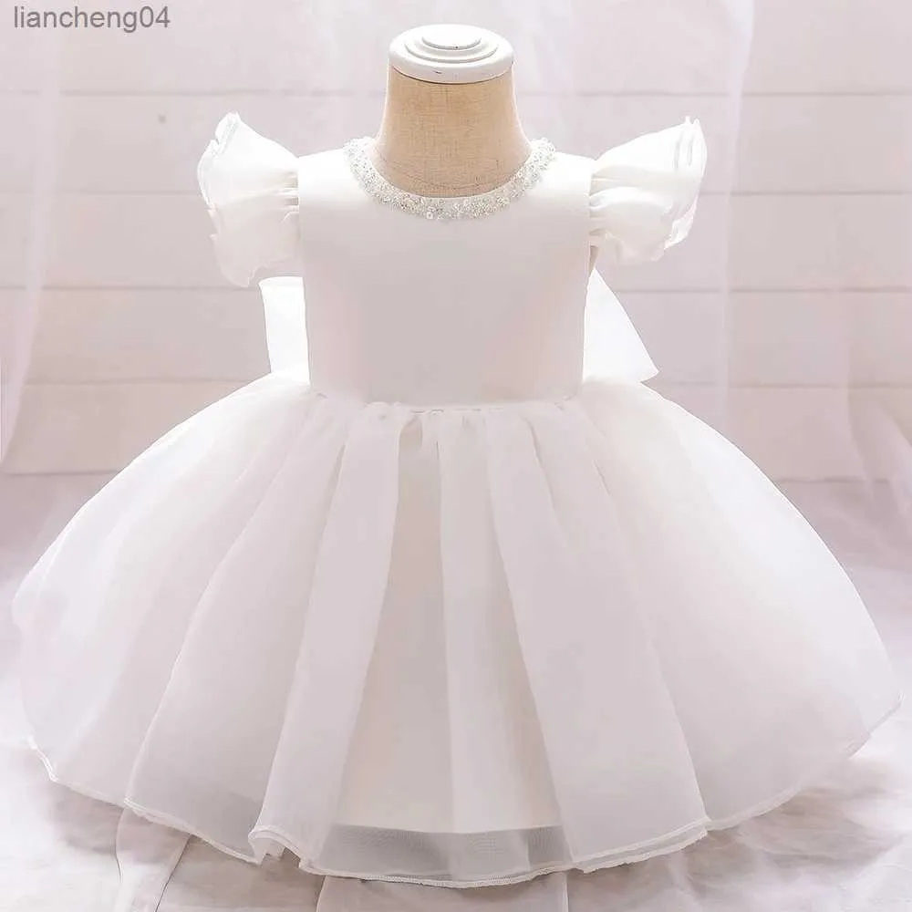 Robes de fille 2023 Blanc Bébé Fille Robe 1er Anniversaire Robe Pour Fille Vêtements Enfant Vêtements Baptême Princesse Tutu Robes Vêtements De Soirée