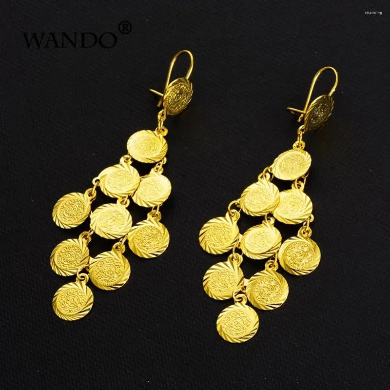 Dangle Oorbellen Afrikaanse Gouden Kleur Voor Vrouwen Mannen Charms Sieraden Ethiopische Nigeria Congo Arabische Gift Munten