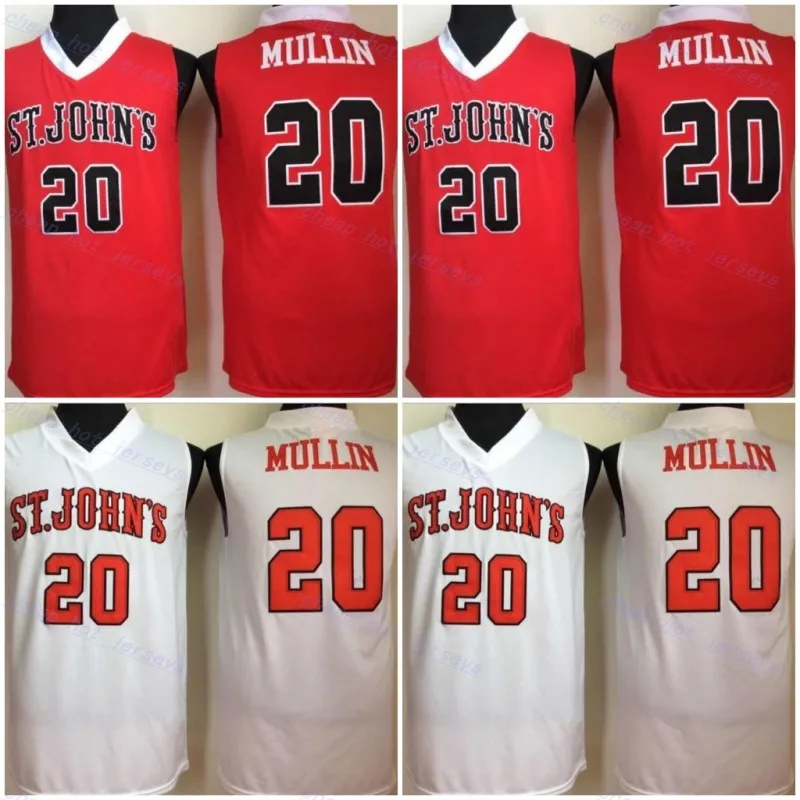 NCAA St. Johns University # 20 Chris Mullin College Basketball Jersey Cousue Vintage Red White Jerseys Shirts Custom Taille Xs-6xl Man Youth Kids Boys