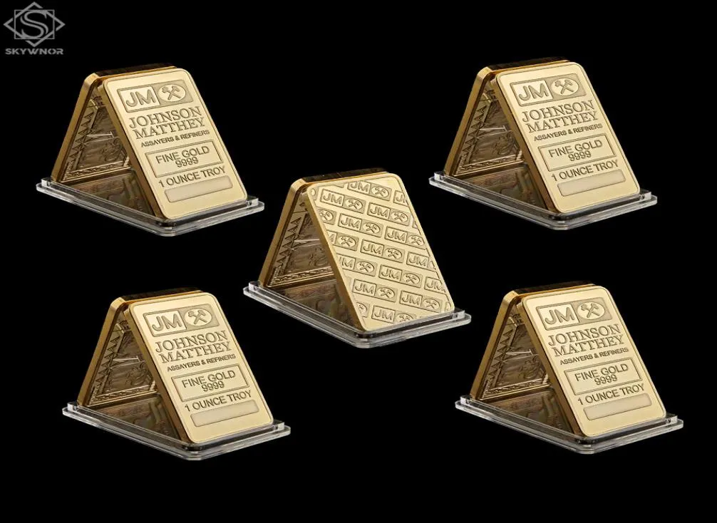 5PCS UK LONDON REPLICA FINE GOLD 999 1 OUNCE TROY JOHNSON MATTHEY CRAFT ASSAYER REFINERS BARCOIN COLLECTIBLE6253263