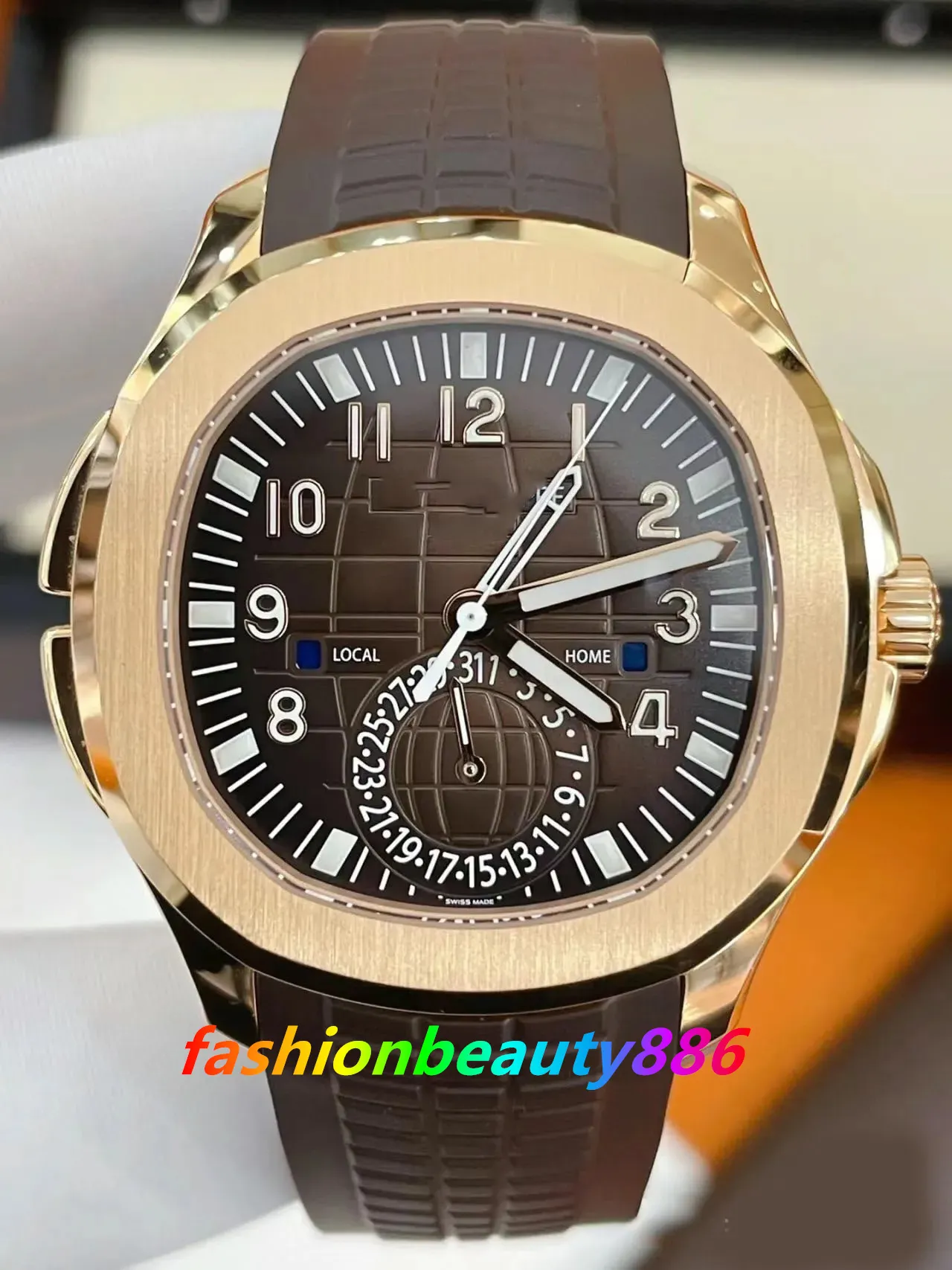 U1 vendendo relógio moda de alta qualidade relógio automático 40mm verde 5164 Aquanaut movimento de tempo de viagem mecânico transparente masculino relógios de pulso de borracha à prova d'água