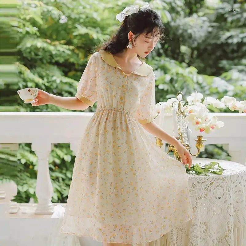 Feestjurken Koreaanse Mode Zomer Elegante Knop Omhoog Lange Jurk Voor Vrouwen Meisje Midi Vintage Kawaii Leuke Cottagecore Verjaardag Kleding