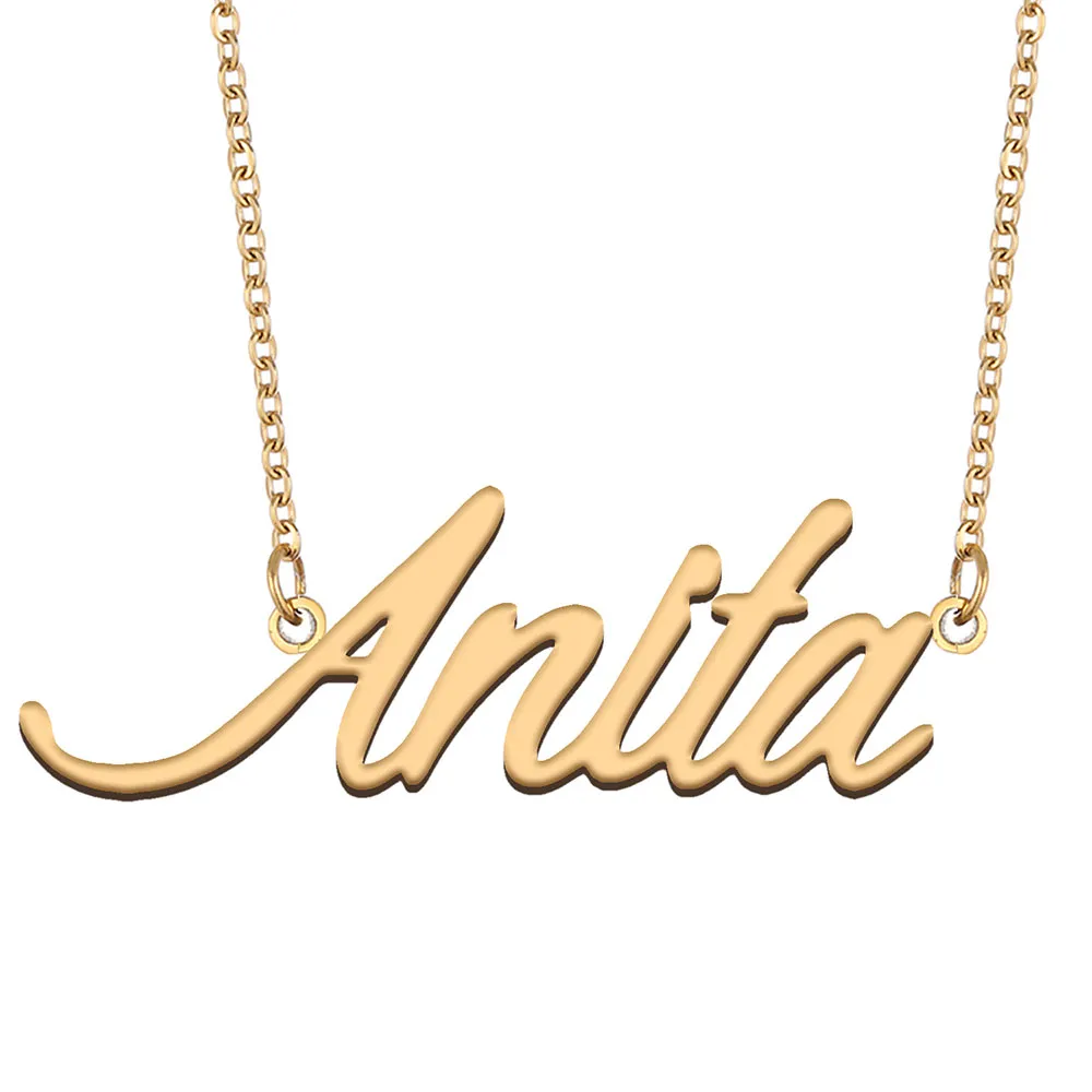 Anita naamplaatje gouden aangepaste naam ketting gepersonaliseerde hanger voor mannen jongens verjaardagscadeau beste vrienden sieraden 18k verguld roestvrij staal