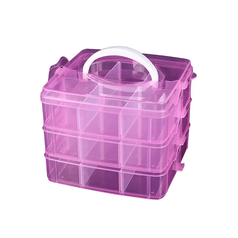 Small three-layer jewelry storage box, detachable transparent plastic box, hardware tool box, toy storage band box