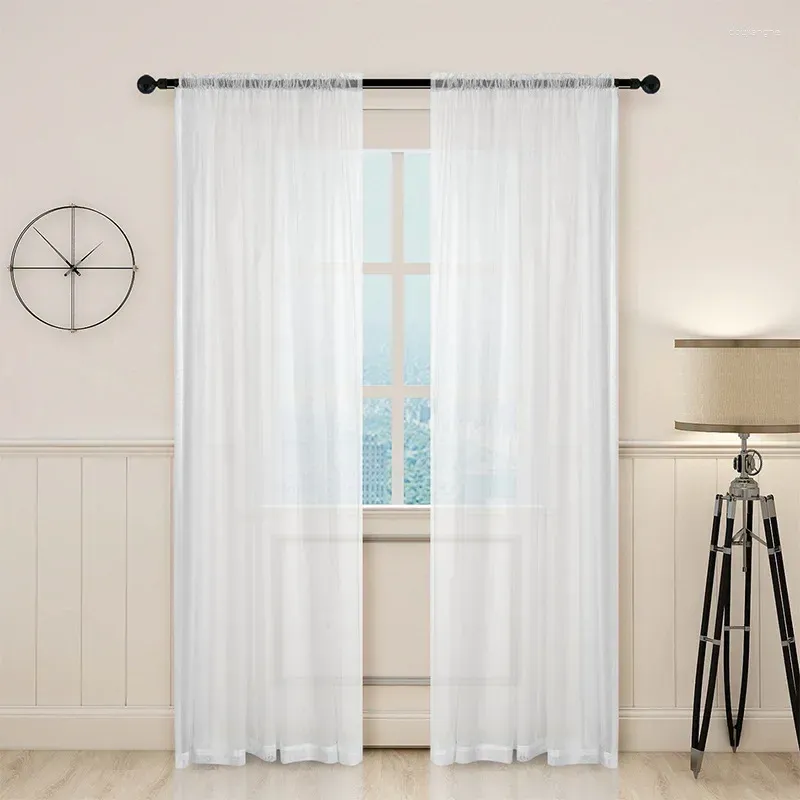Estilo europeu e americano da tela terminada transparente da janela da cor sólida da malha da cortina