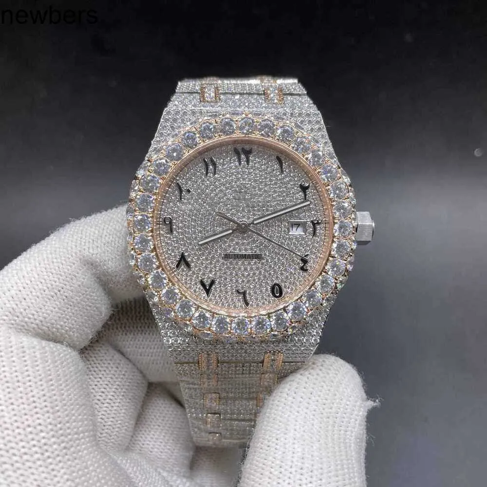 SuperClone Ap Diamond Diamonds Watch Pass Test Movimento al quarzo vvs Iced Out Sapphire 15400 CZ oro rosa cassa bicolore 42mm numeri con lunetta big ston uomo automatico 7AK269