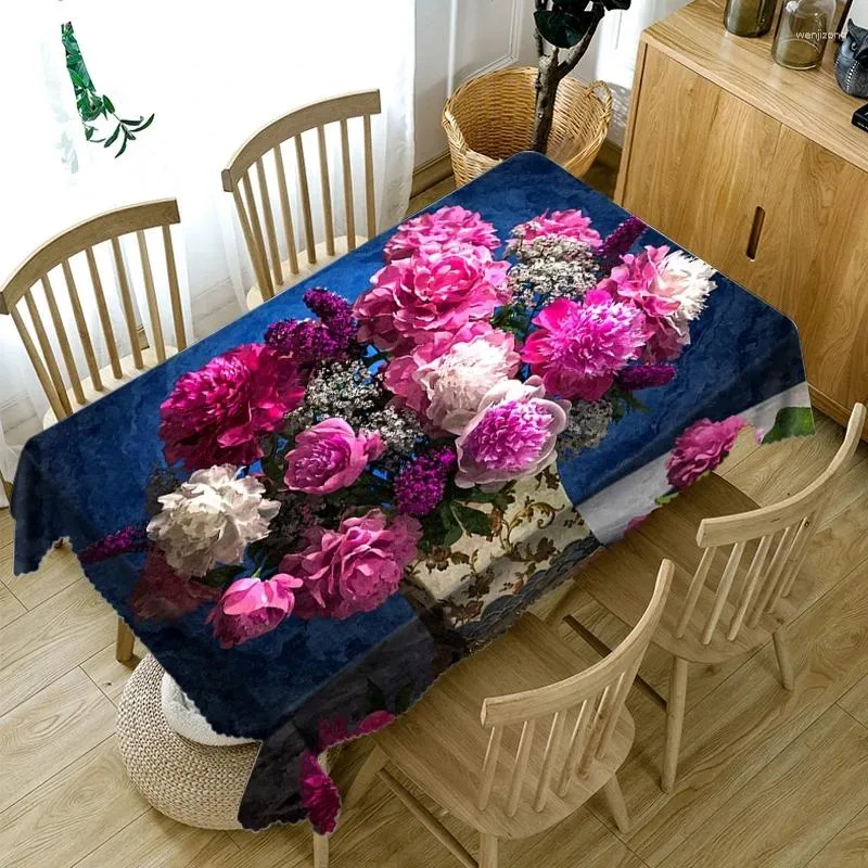 Tovaglia Bellissimo motivo a rosa brillante Tovaglia rettangolare in poliestere impermeabile resistente all'olio Decorazioni per la casa Cucina Soggiorno Festa di nozze