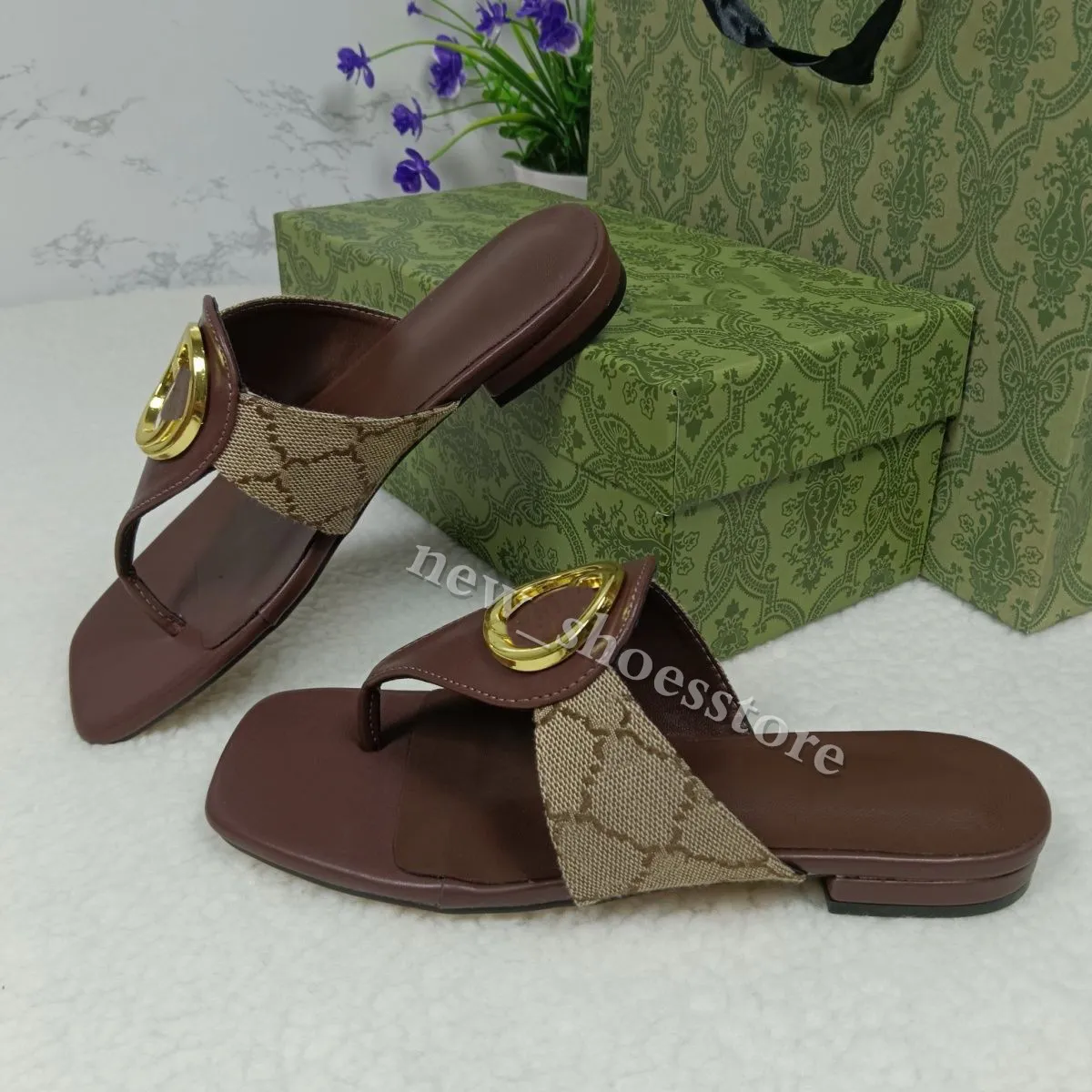2024 Women Designer Slippers Slides Beach Leather Flip Flops Platform Outdoor Fashion Shoes For Women Non-slip Leisure Ladies Slipper Casual Sandalias