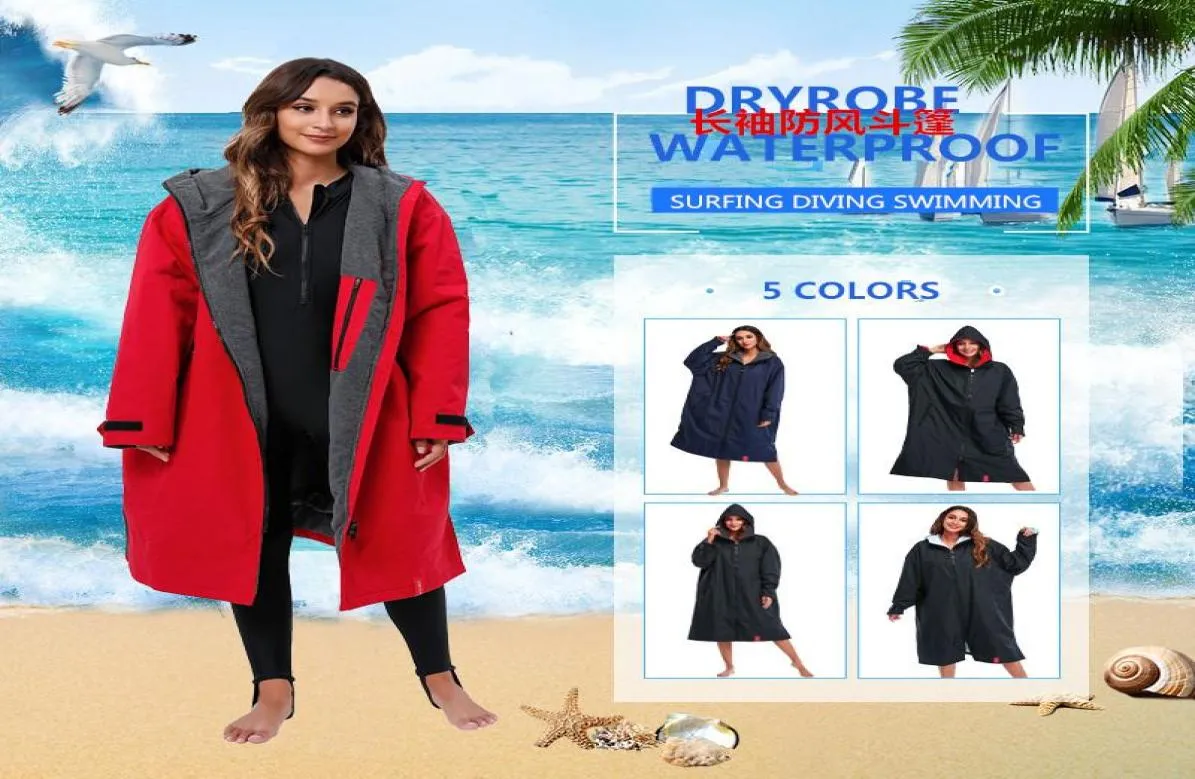 Women039s Swimwear Adult And Teenager Waterproof Hoodie Over Dry Coat Wet Suit Changing Robe With Microfiber Towel LiningWomen8600589