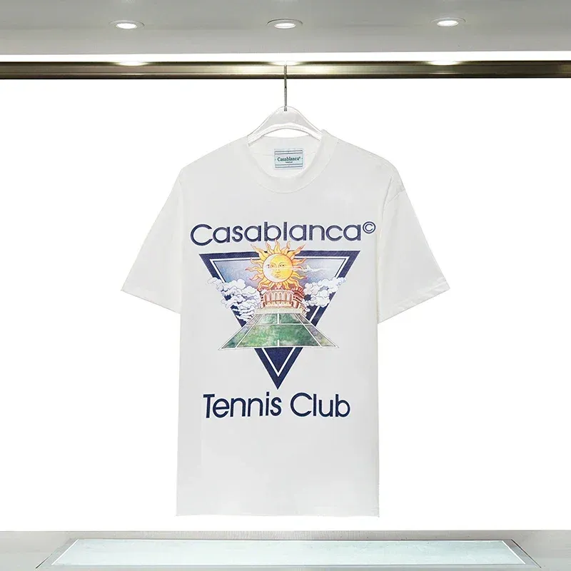 Casa Casablanca رسالة Men's Thirts Harajuku Logo Logo Black recirt جودة عالية الرجال نساء القطن غير الرسمي Tee 327