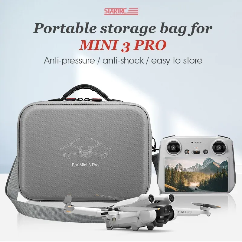 Adaptrar Portable Shoulder Bag for DJI Mini 3 Pro Accessories Storage Case Pu Handbag RC Remote Controller med skärmbärande fodral