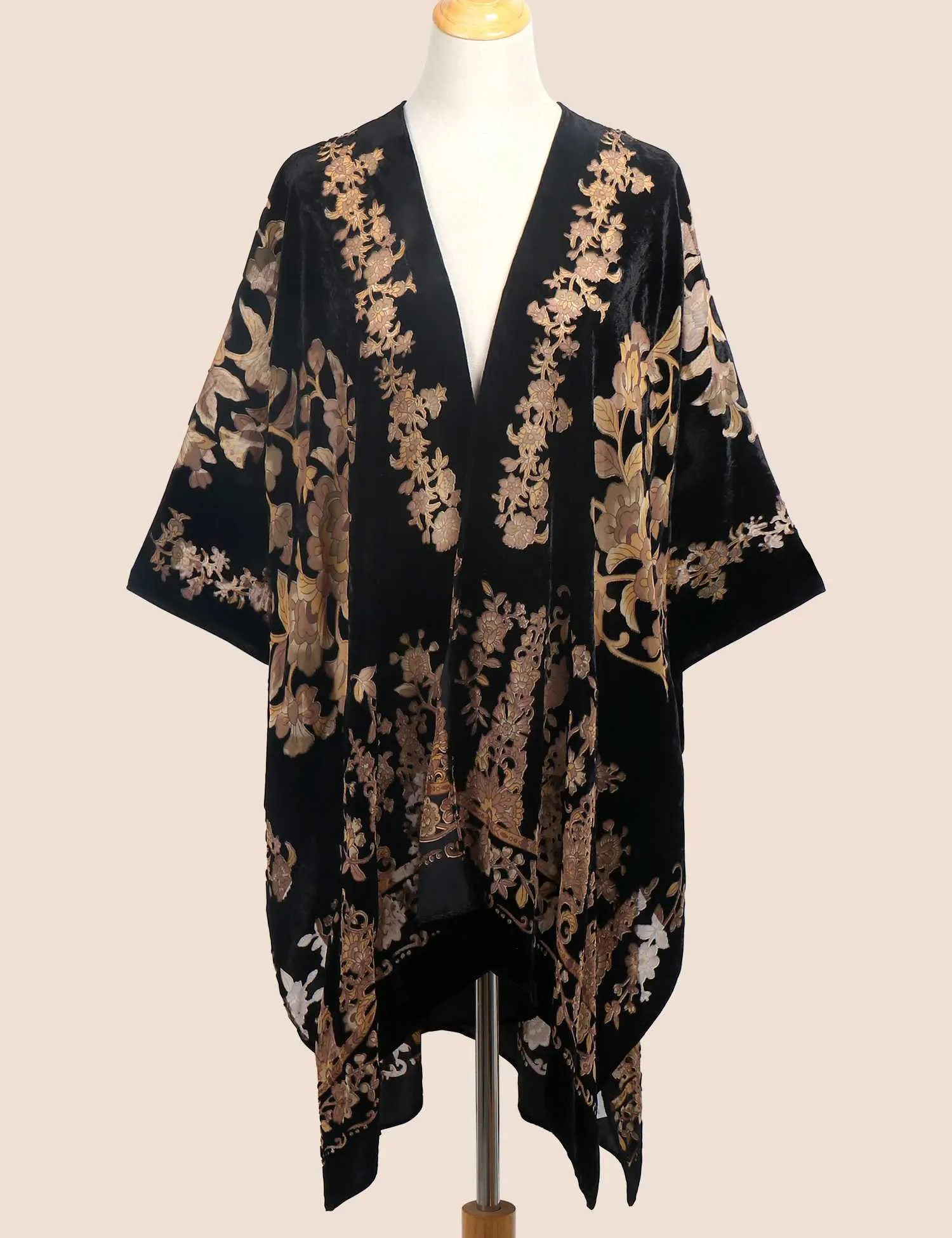 Basic Casual Dresses WeHello womens exhausted velvet kimono bohemian long cardigan beach cover holiday casual cardigan shawl JYPF-16 J240222
