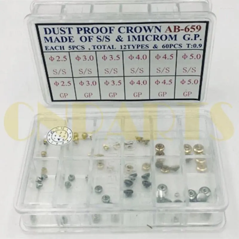 Watch Repair Kits AB-659 Dust Proof Steel Crown Kit With 1 MICROM Gold Plated For Watchmaker