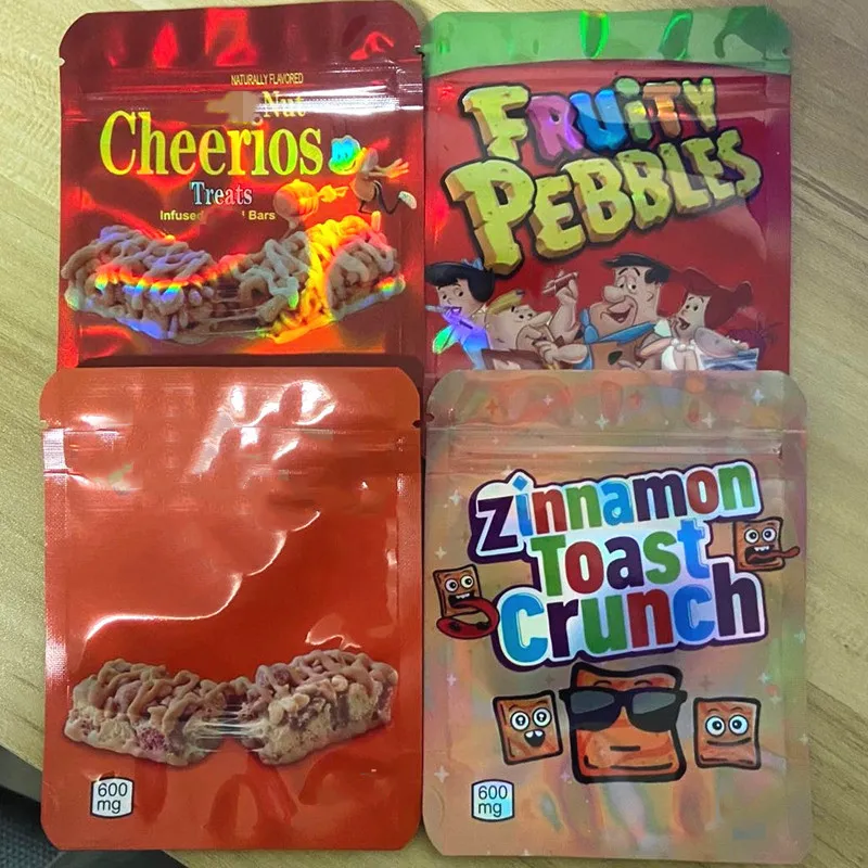 mylar bloemenverpakkingszakken laser fruitige kiezels soezen bars crunch 600 mg Californië 3,5 g pakketverpakking plastic zak lege verpakking